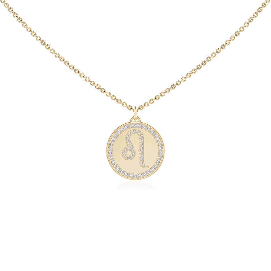 1.05mm HSI2 Diamond Leo Zodiac Sign Reversible Medallion Pendant in Yellow Gold 