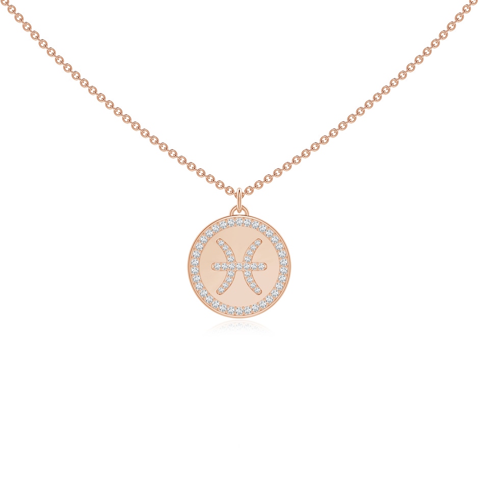 1.05mm GVS2 Diamond Pisces Zodiac Sign Reversible Medallion Pendant in Rose Gold 
