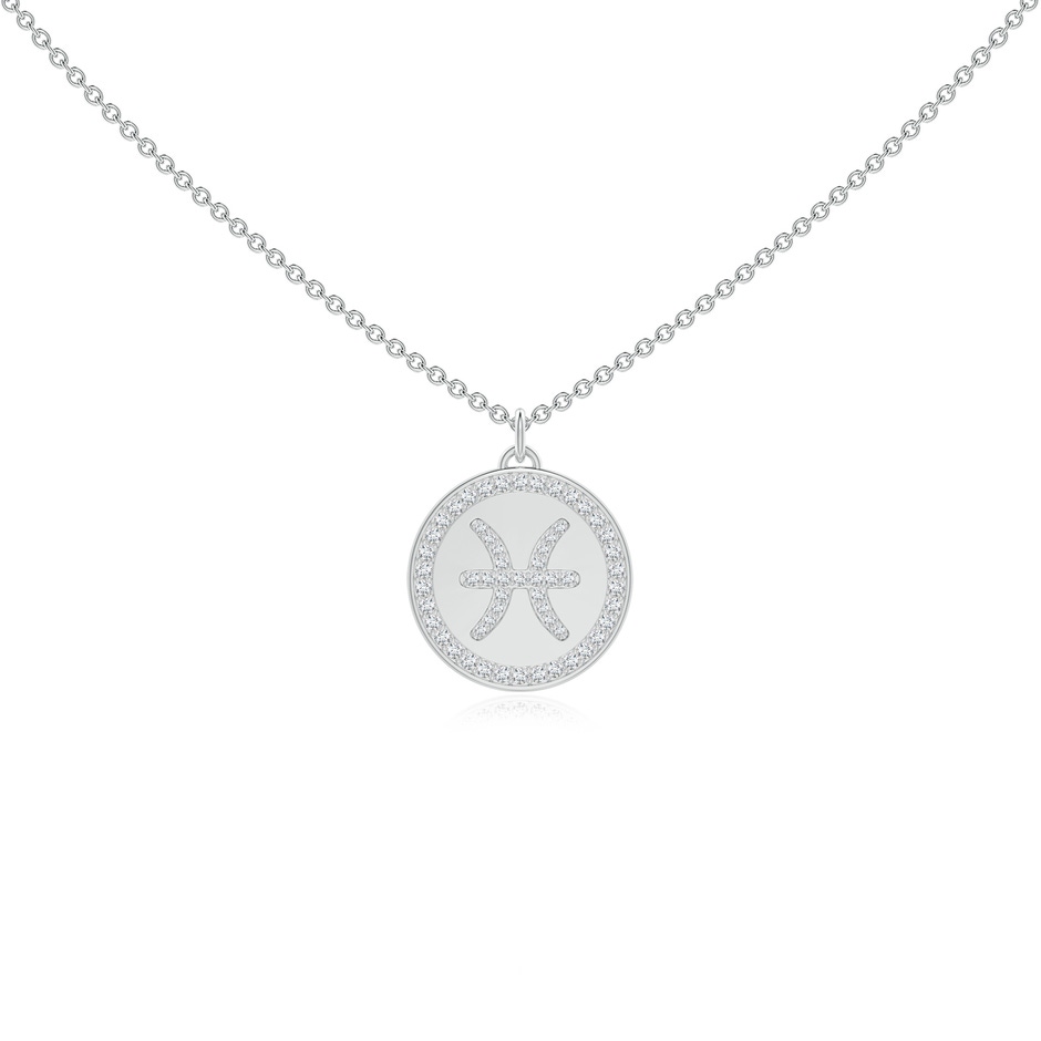 1.05mm GVS2 Diamond Pisces Zodiac Sign Reversible Medallion Pendant in White Gold 