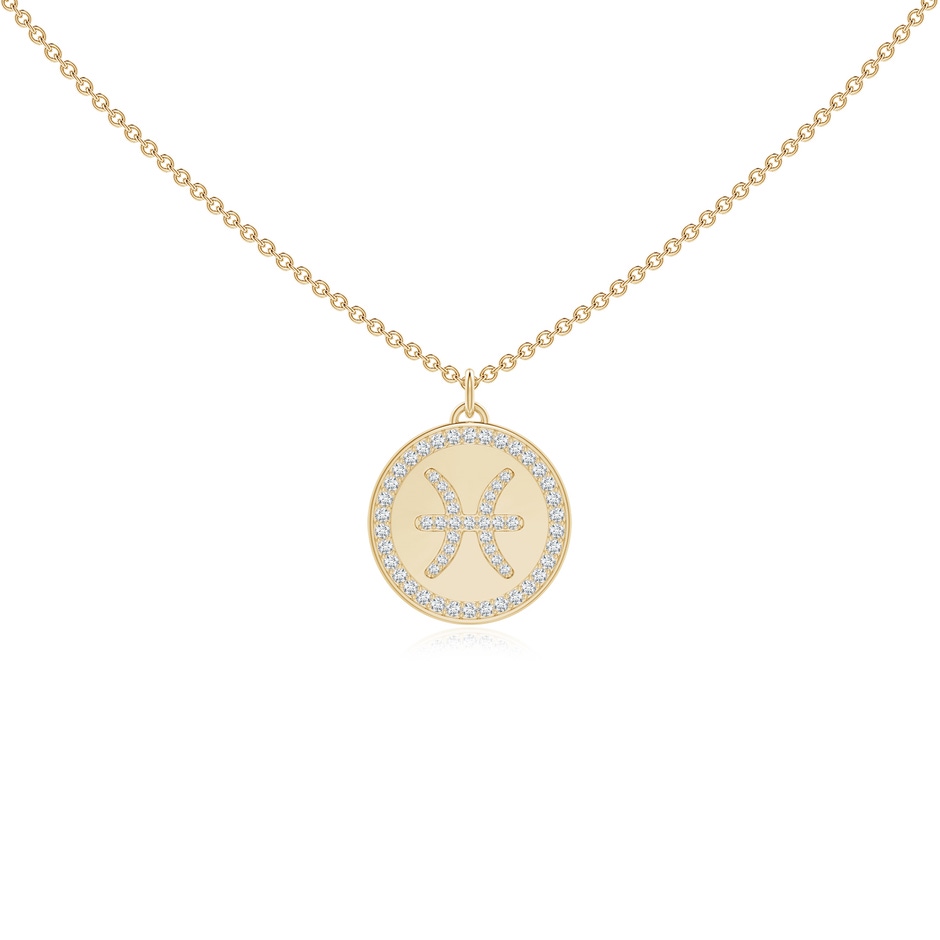 1.05mm GVS2 Diamond Pisces Zodiac Sign Reversible Medallion Pendant in Yellow Gold 