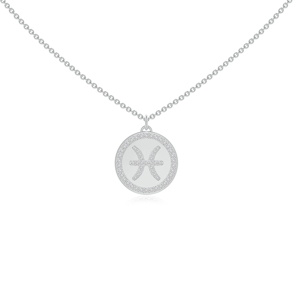 1.05mm HSI2 Diamond Pisces Zodiac Sign Reversible Medallion Pendant in White Gold