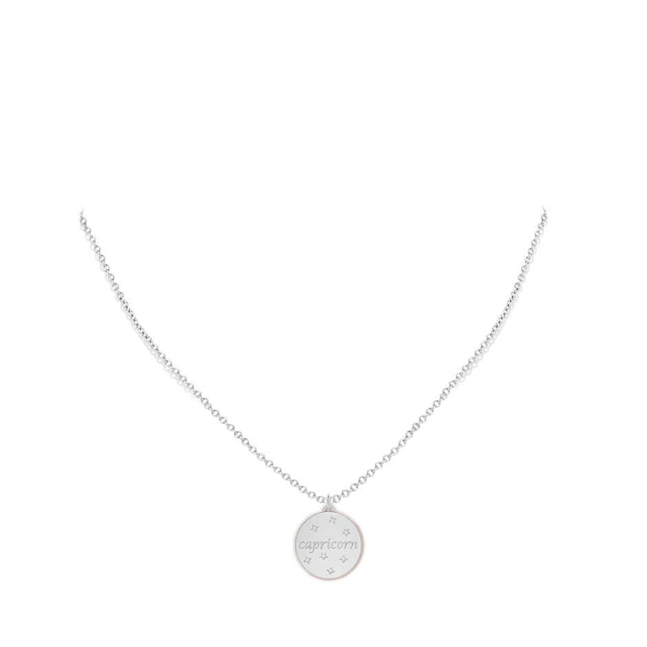 1.05mm HSI2 Diamond Capricorn Zodiac Sign Reversible Medallion Pendant in White Gold body-neck