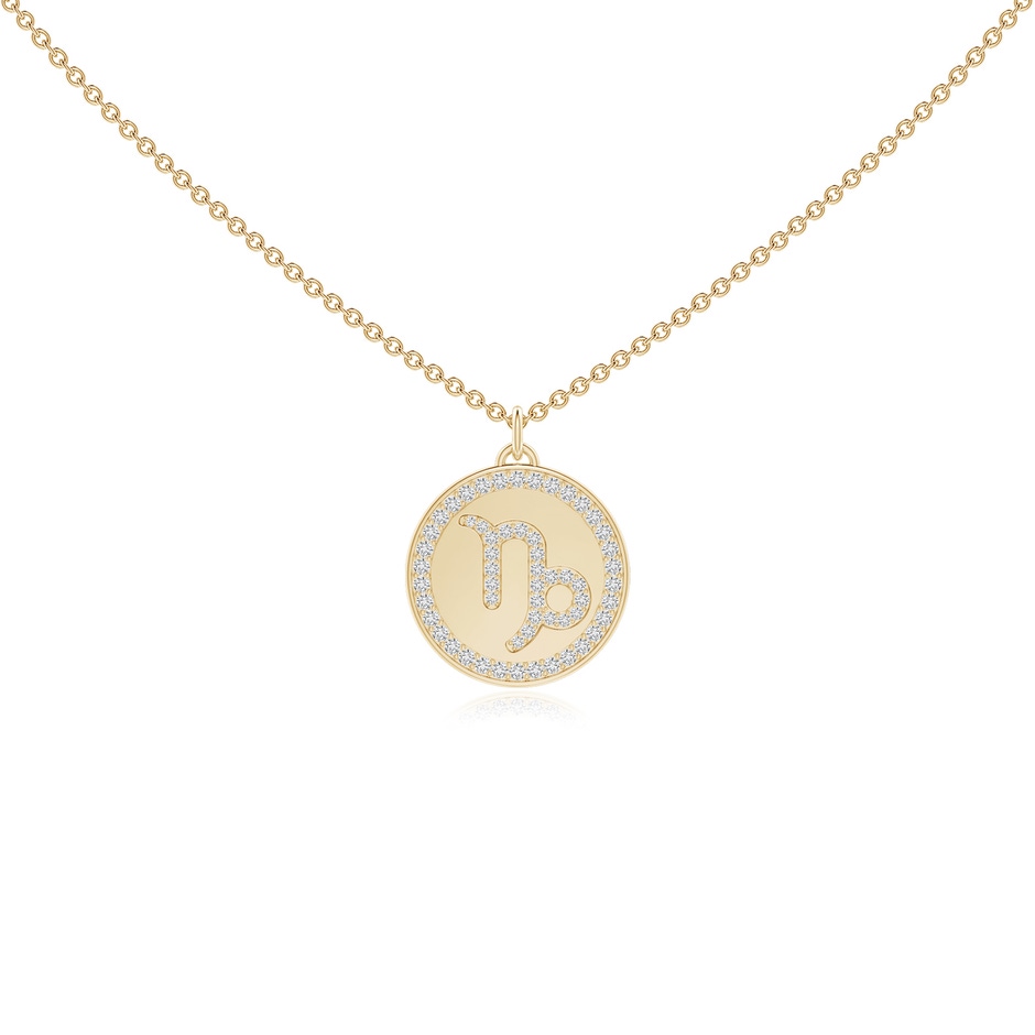 1.05mm HSI2 Diamond Capricorn Zodiac Sign Reversible Medallion Pendant in Yellow Gold 