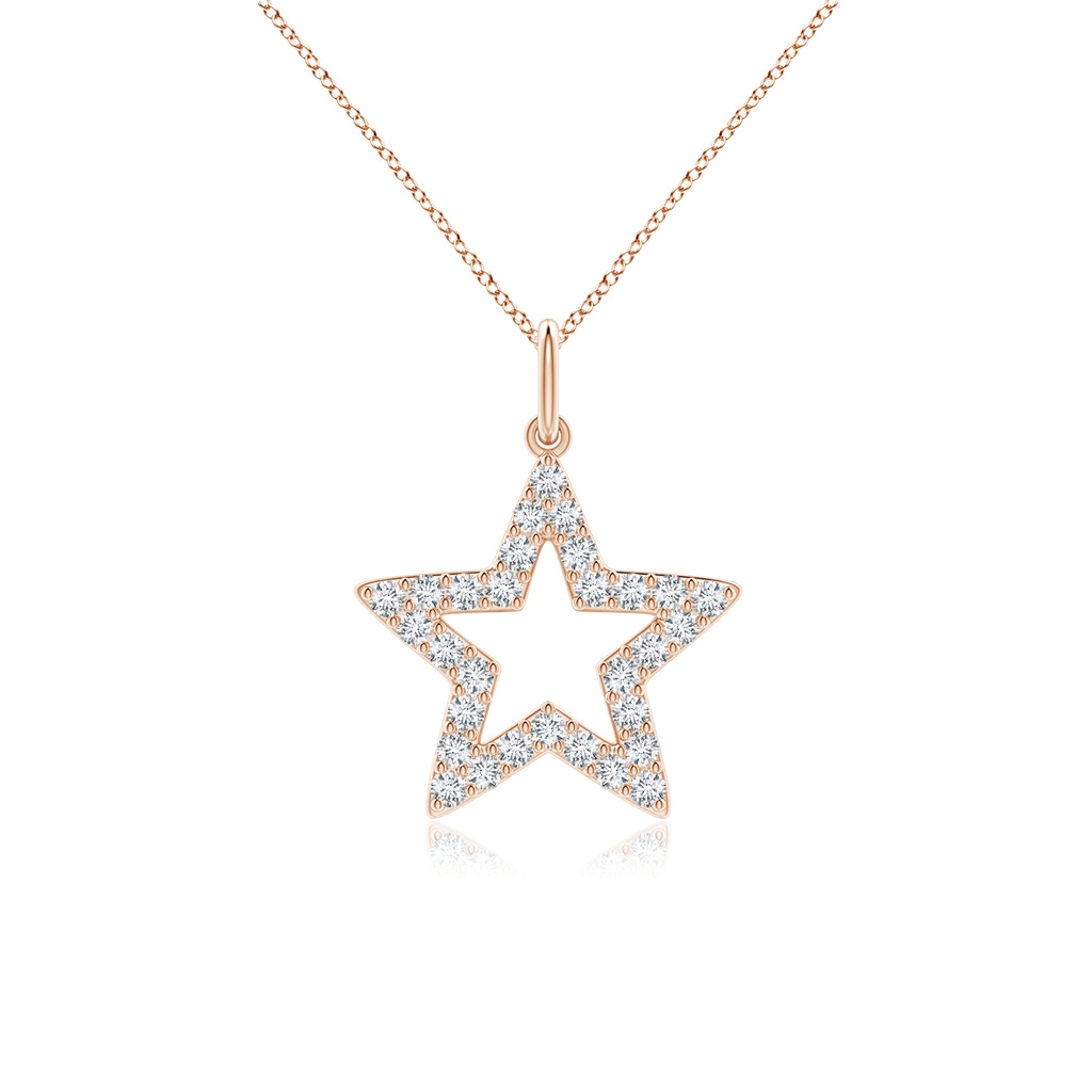 1.2mm GVS2 Diamond Open Star Pendant in Rose Gold