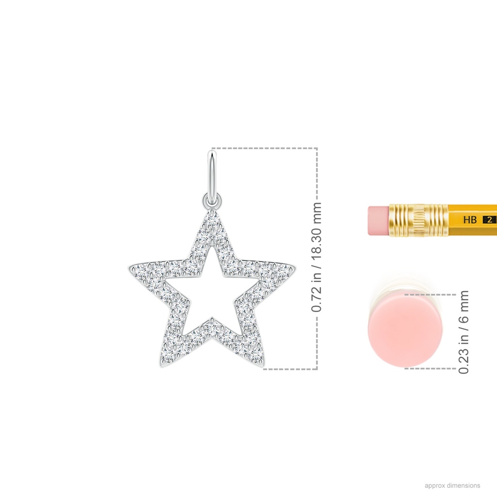 1.2mm GVS2 Diamond Open Star Pendant in White Gold Ruler