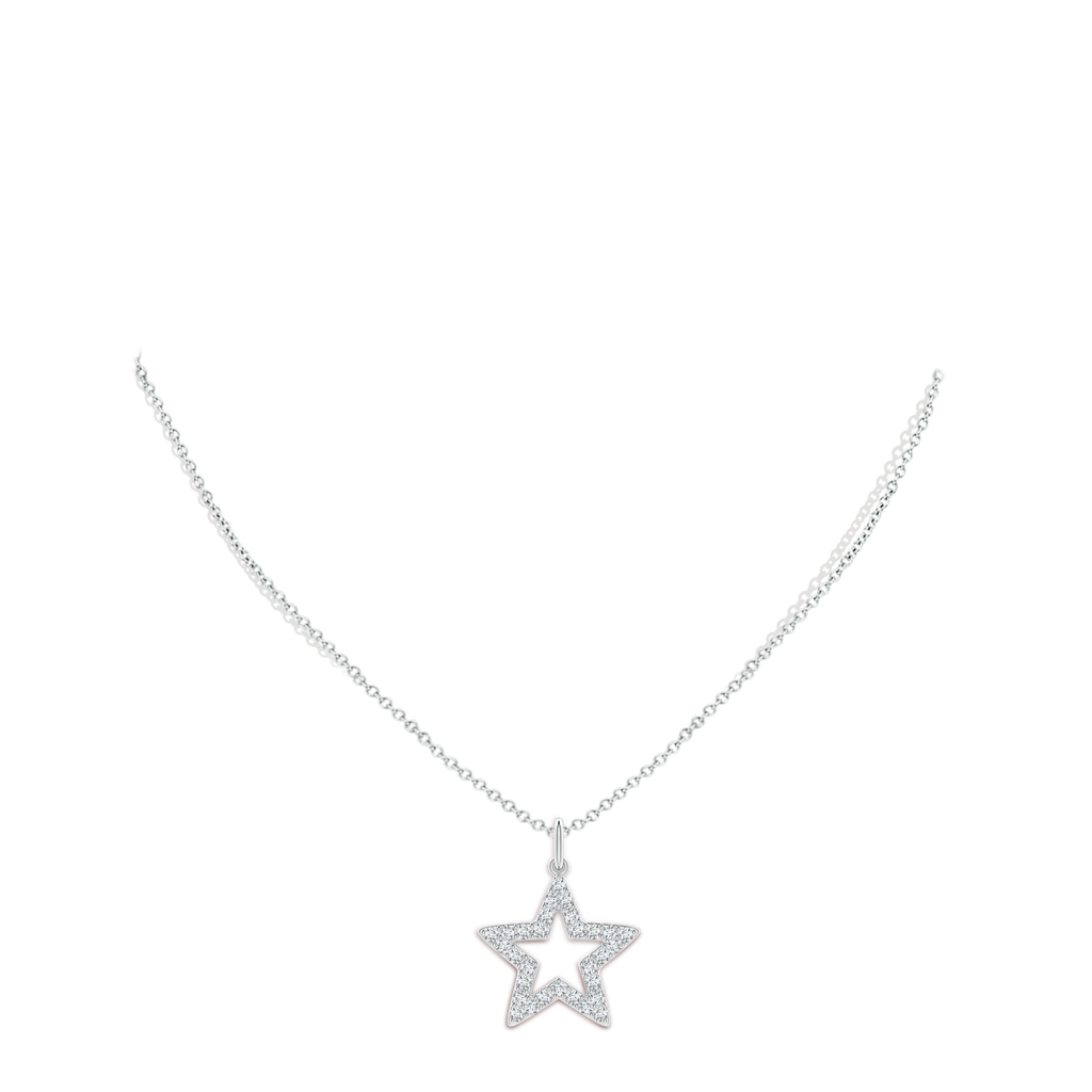 1.2mm GVS2 Diamond Open Star Pendant in White Gold Body-Neck