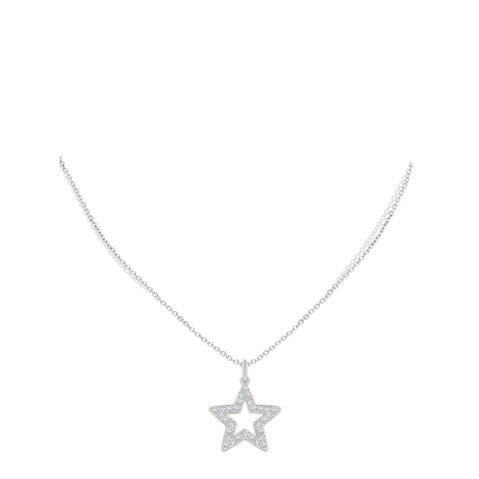 1.2mm GVS2 Diamond Open Star Pendant in White Gold body-neck