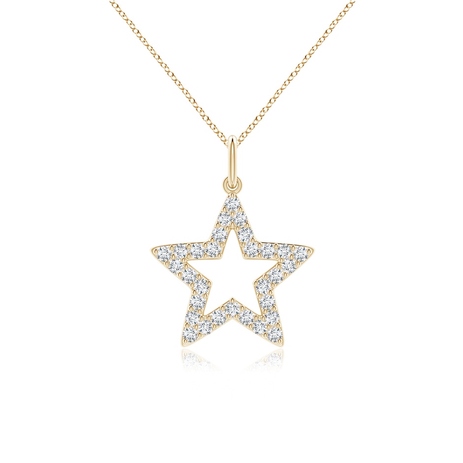 1.2mm GVS2 Diamond Open Star Pendant in Yellow Gold 