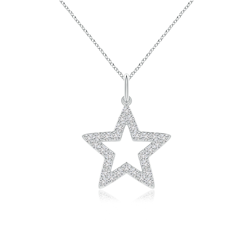 1.2mm HSI2 Diamond Open Star Pendant in White Gold