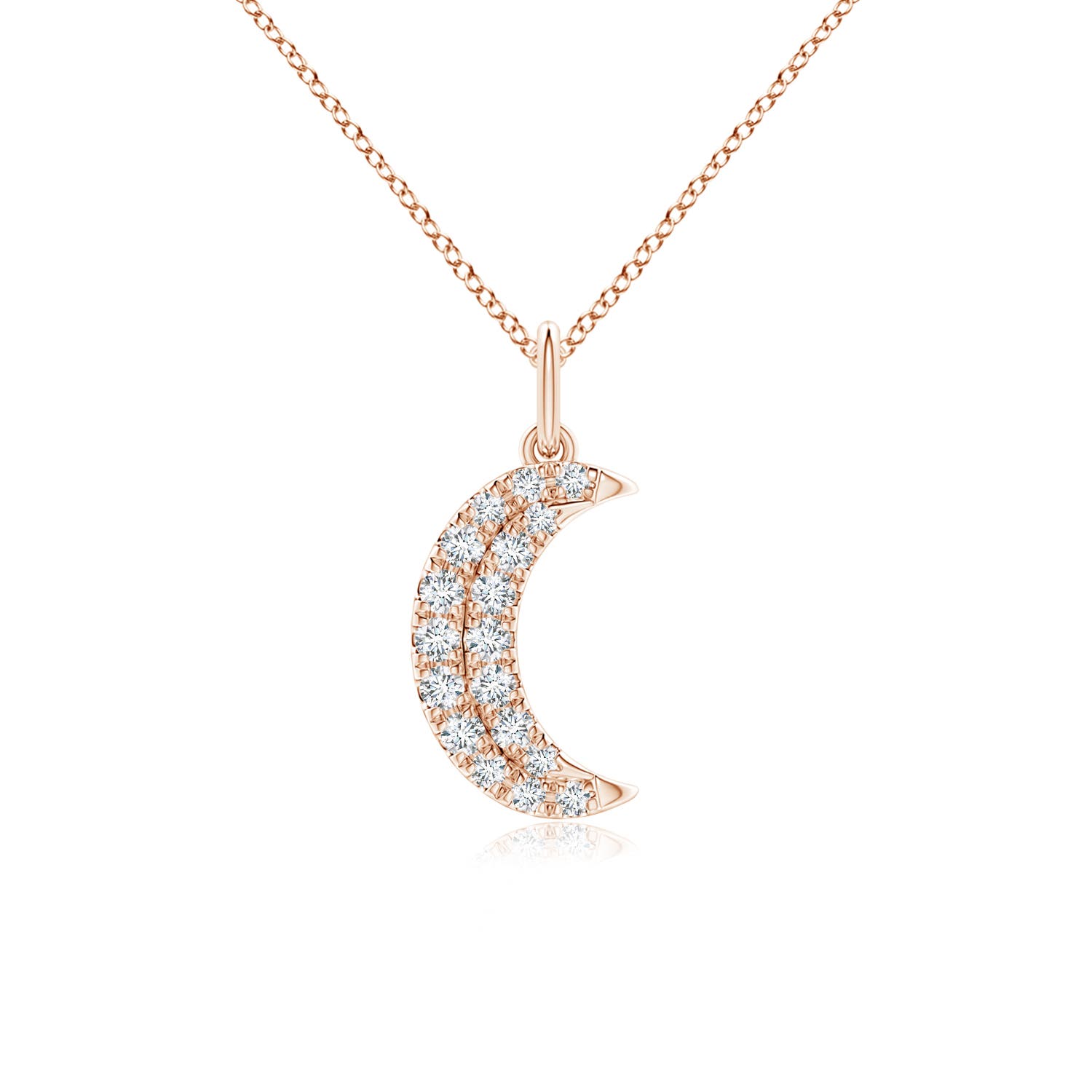 1.35mm GVS2 Pave-Set Diamond Crescent Moon Pendant in 18CT Rose Gold