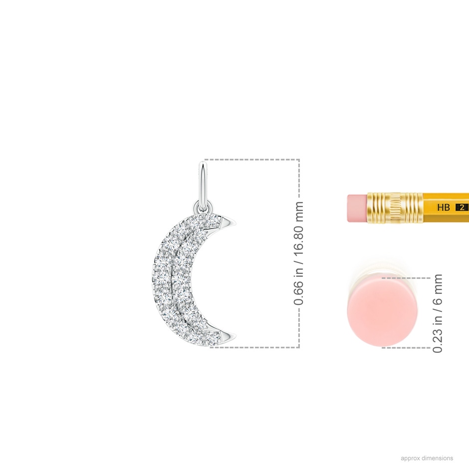 1.35mm GVS2 Pave-Set Diamond Crescent Moon Pendant in White Gold ruler