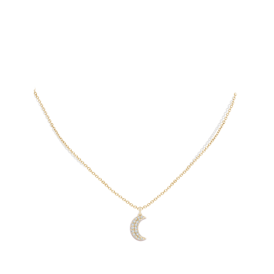 1.35mm GVS2 Pave-Set Diamond Crescent Moon Pendant in Yellow Gold pen