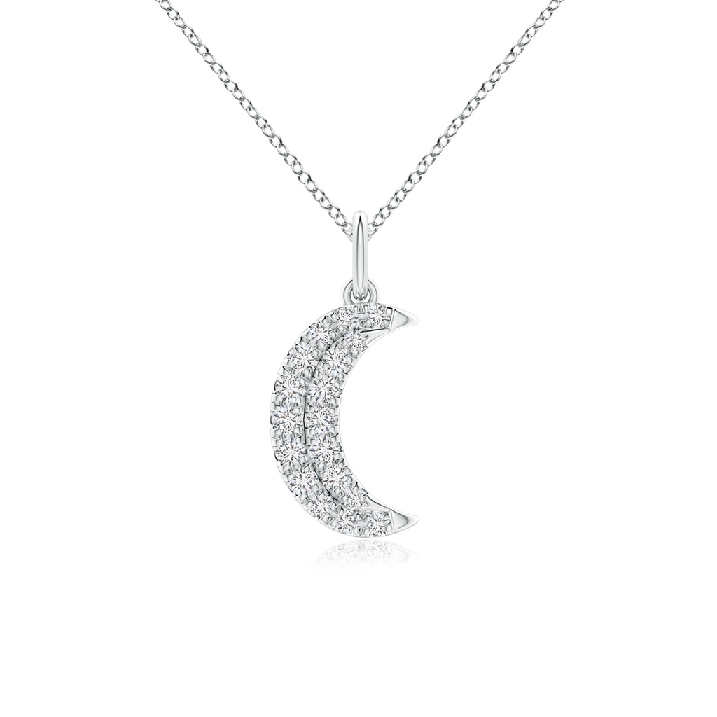 1.35mm HSI2 Pave-Set Diamond Crescent Moon Pendant in White Gold