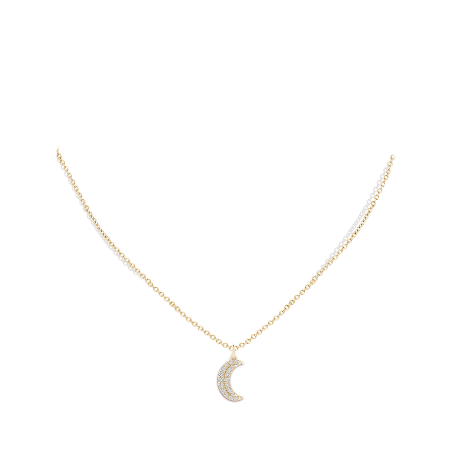 1.35mm HSI2 Pave-Set Diamond Crescent Moon Pendant in Yellow Gold pen