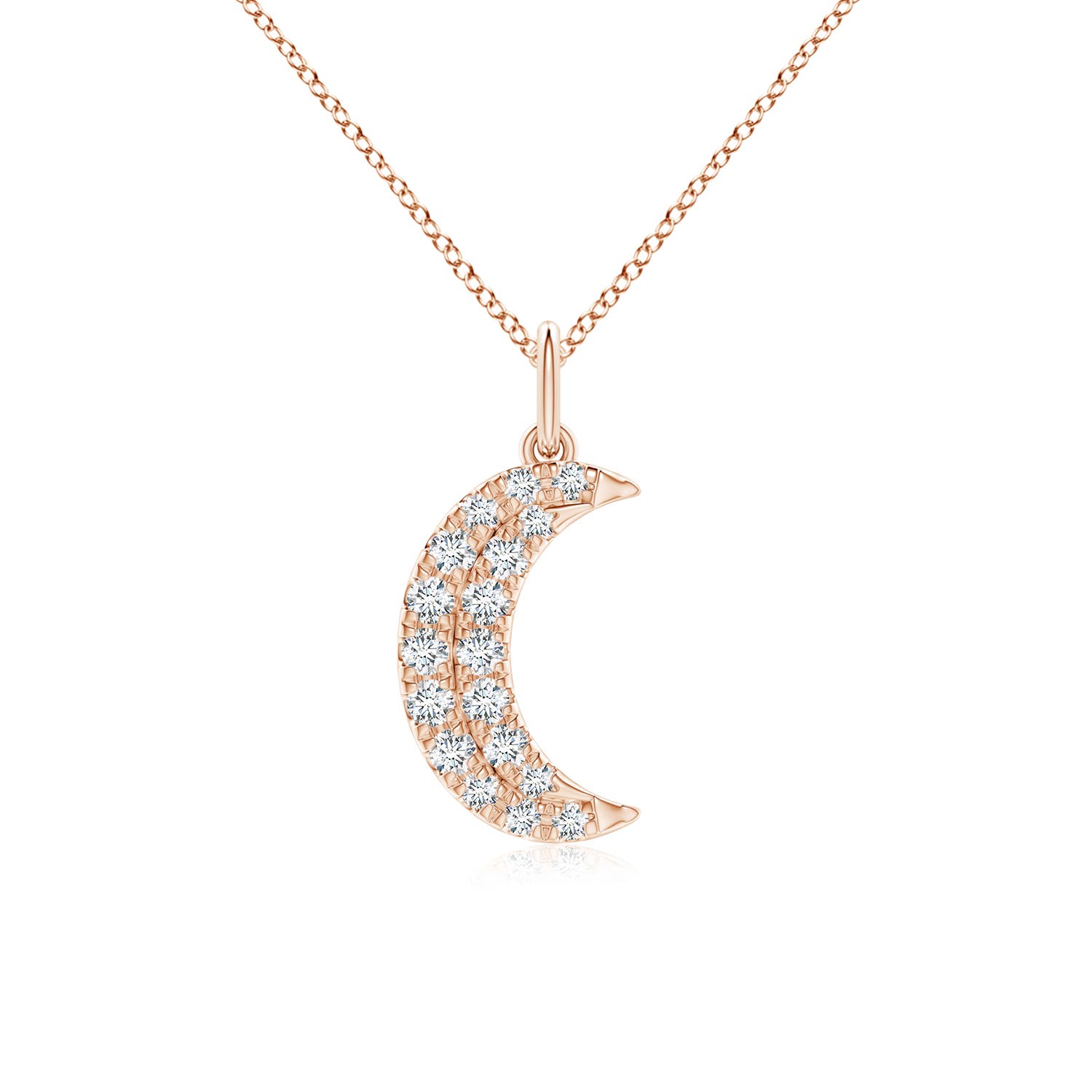 2.5mm GVS2 Pave-Set Diamond Crescent Moon Pendant in 18CT Rose Gold