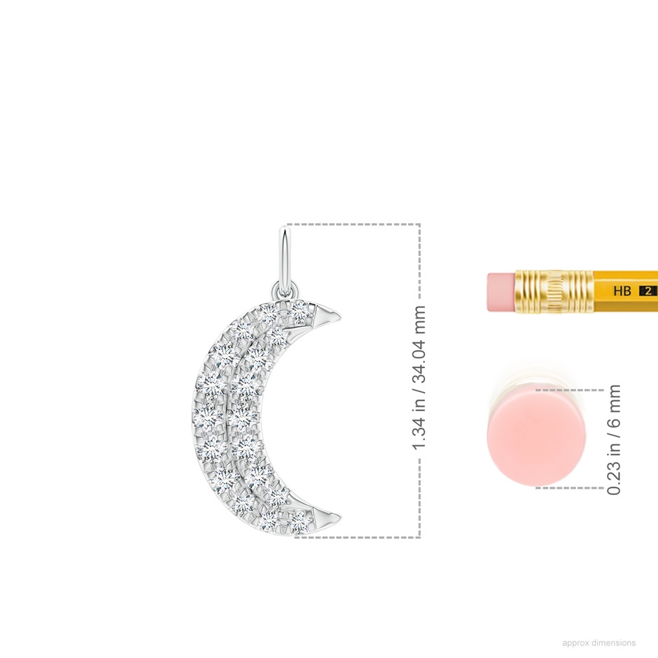 2.9mm GVS2 Pave-Set Diamond Crescent Moon Pendant in White Gold ruler