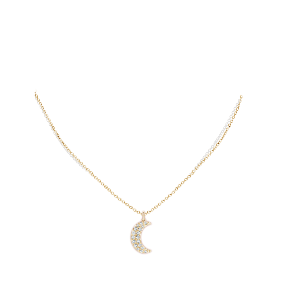 2.9mm GVS2 Pave-Set Diamond Crescent Moon Pendant in Yellow Gold pen