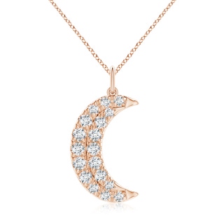 3.3mm GVS2 Pave-Set Diamond Crescent Moon Pendant in 9K Rose Gold