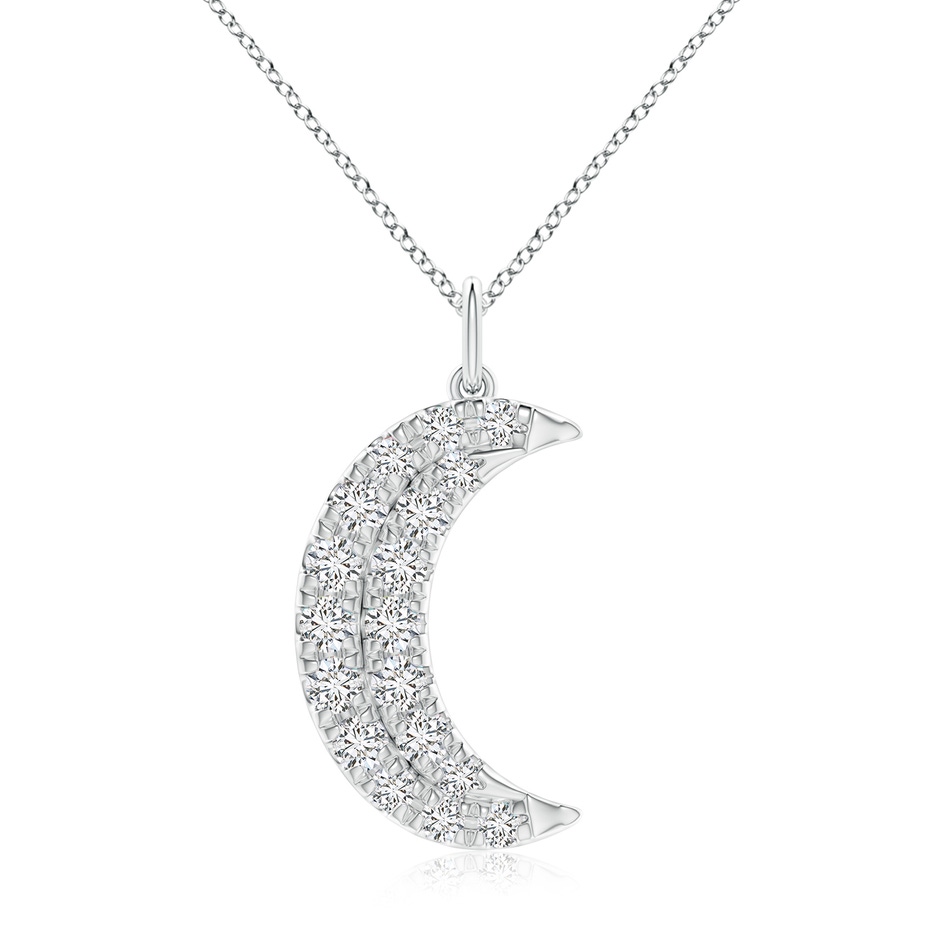 3.3mm HSI2 Pave-Set Diamond Crescent Moon Pendant in White Gold 