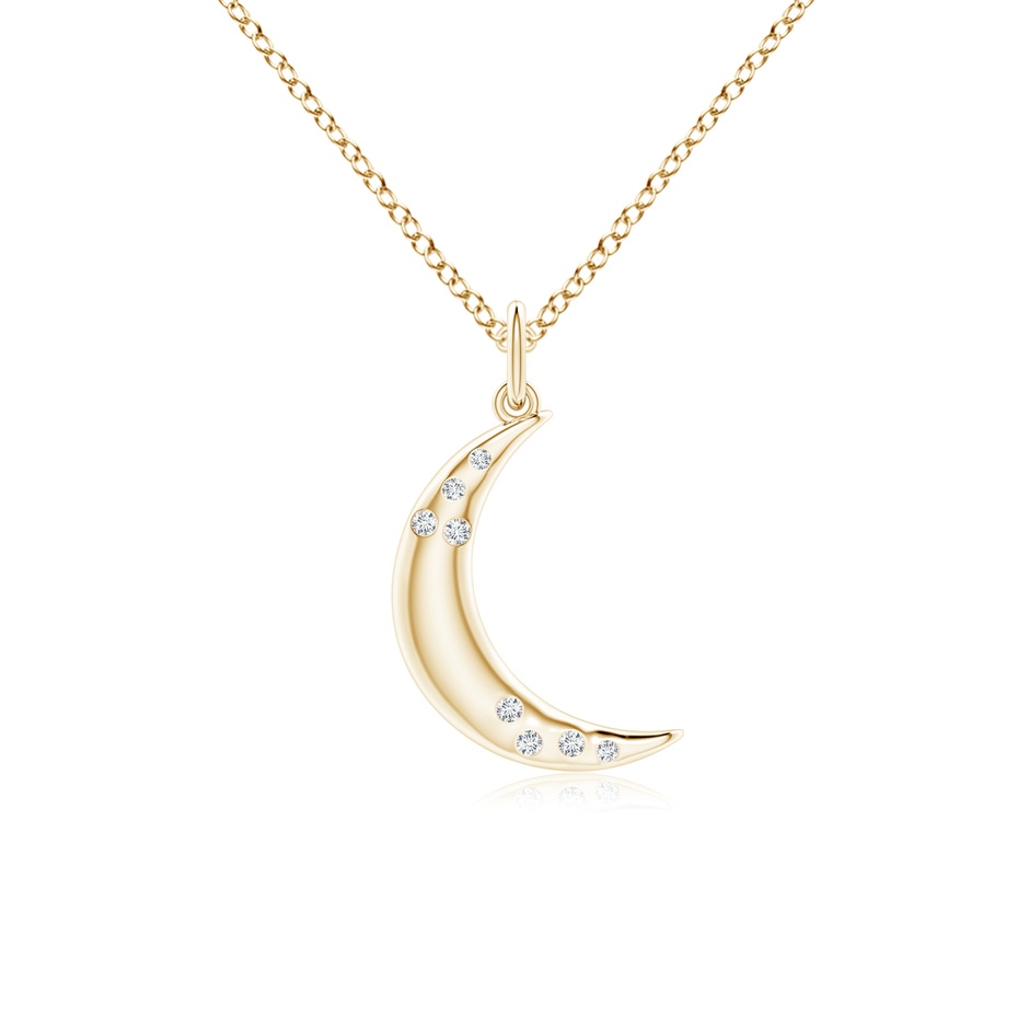 1.05mm GVS2 Flush-Set Scattered Diamond Crescent Moon Pendant in Yellow Gold 