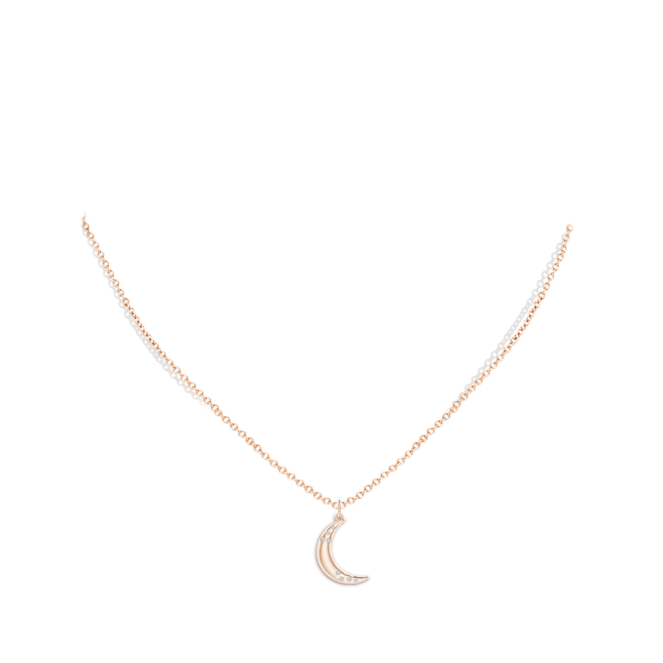 1.05mm HSI2 Flush-Set Scattered Diamond Crescent Moon Pendant in Rose Gold body-neck