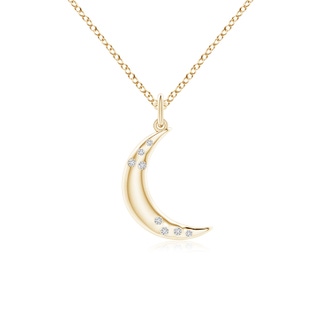 1.05mm HSI2 Flush-Set Scattered Diamond Crescent Moon Pendant in Yellow Gold