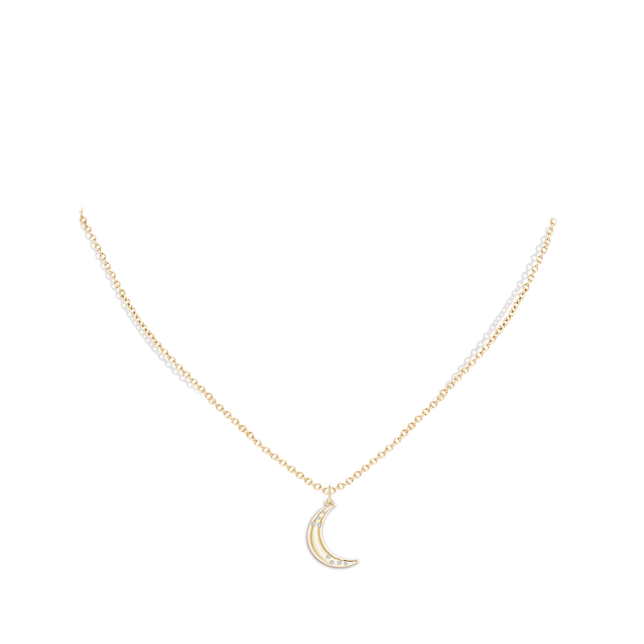 1.05mm HSI2 Flush-Set Scattered Diamond Crescent Moon Pendant in Yellow Gold body-neck