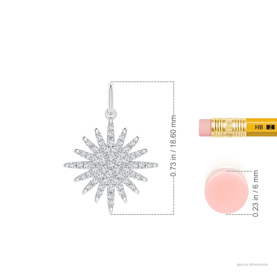 0.95mm GVS2 Diamond Sun Pendant in White Gold ruler