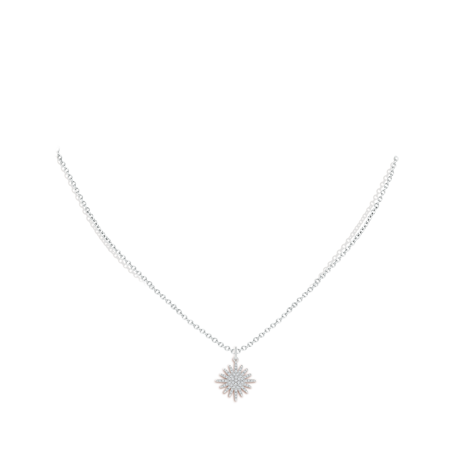 0.95mm GVS2 Diamond Sun Pendant in White Gold body-neck