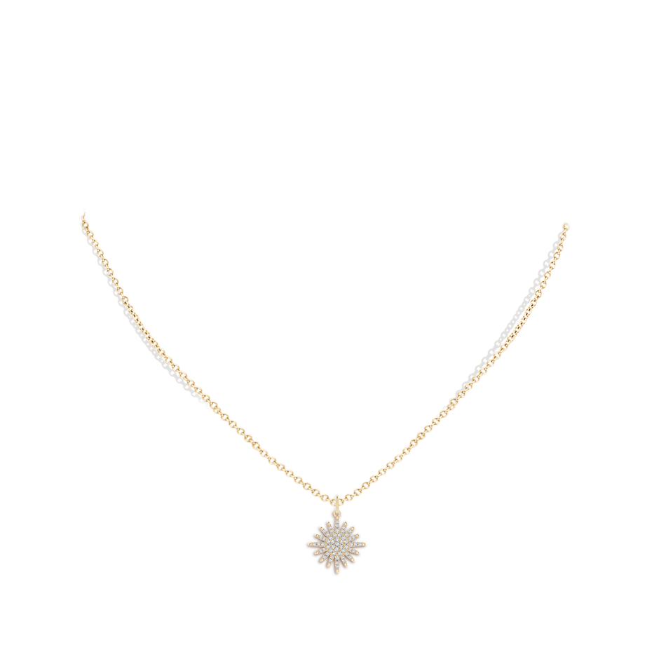 0.95mm GVS2 Diamond Sun Pendant in Yellow Gold body-neck