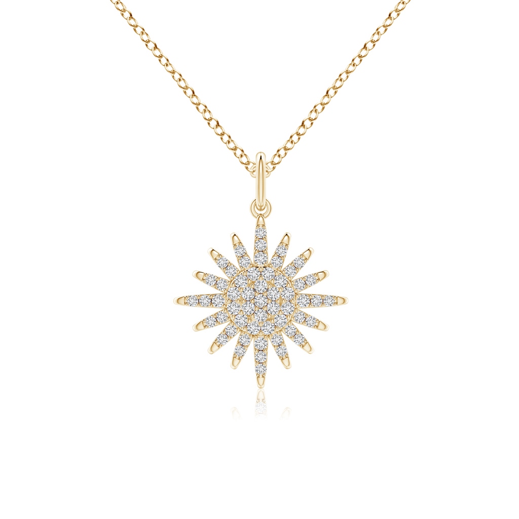 0.95mm HSI2 Diamond Sun Pendant in Yellow Gold