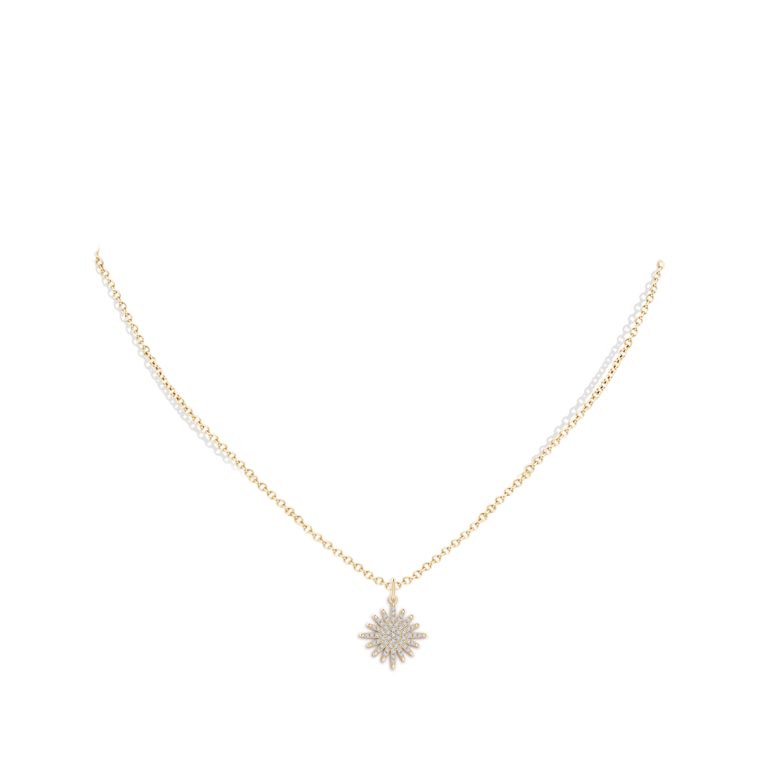 0.95mm HSI2 Diamond Sun Pendant in Yellow Gold - body_neck