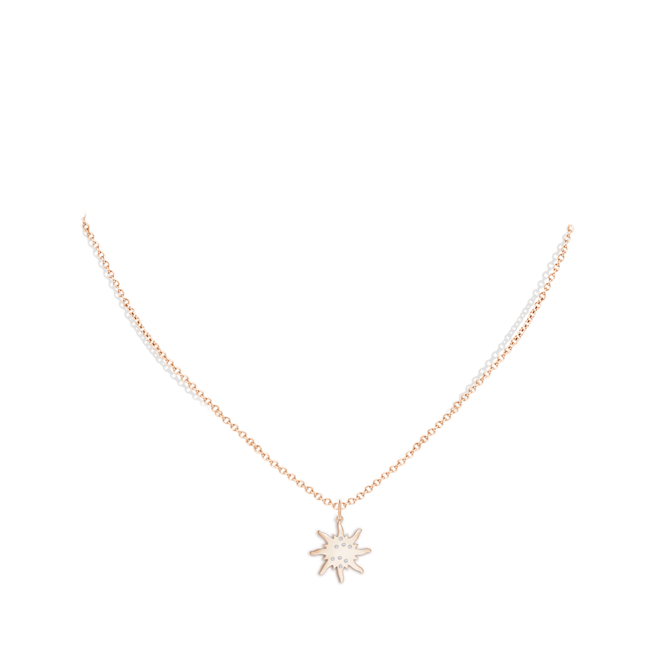 1mm GVS2 Flush-Set Scattered Diamond Sun Pendant in Rose Gold body-neck