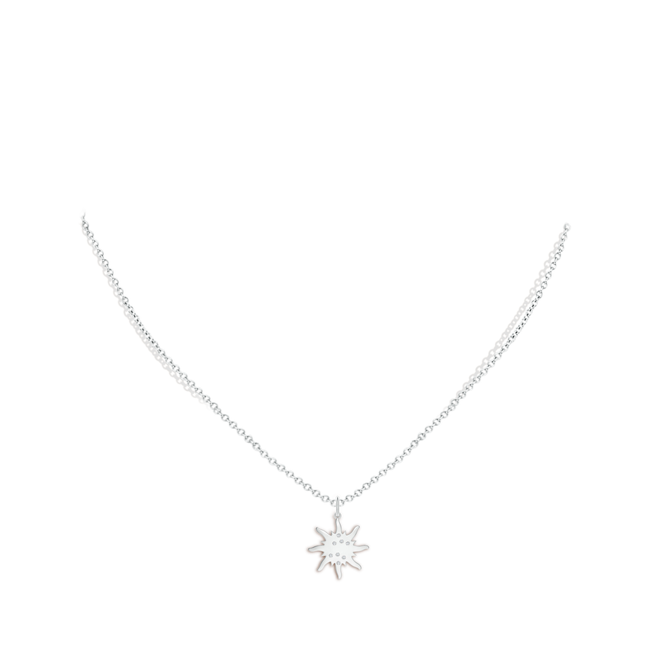 1mm GVS2 Flush-Set Scattered Diamond Sun Pendant in White Gold body-neck