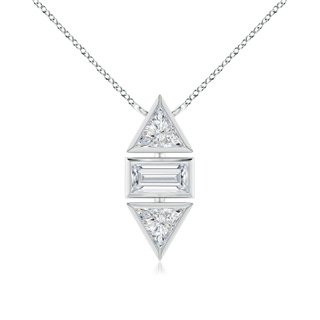 4mm GVS2 Bezel-Set Triangle and Baguette Diamond Pendant in P950 Platinum