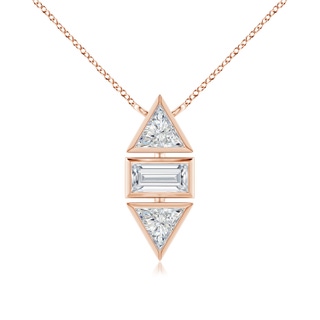 4mm GVS2 Bezel-Set Triangle and Baguette Diamond Pendant in Rose Gold