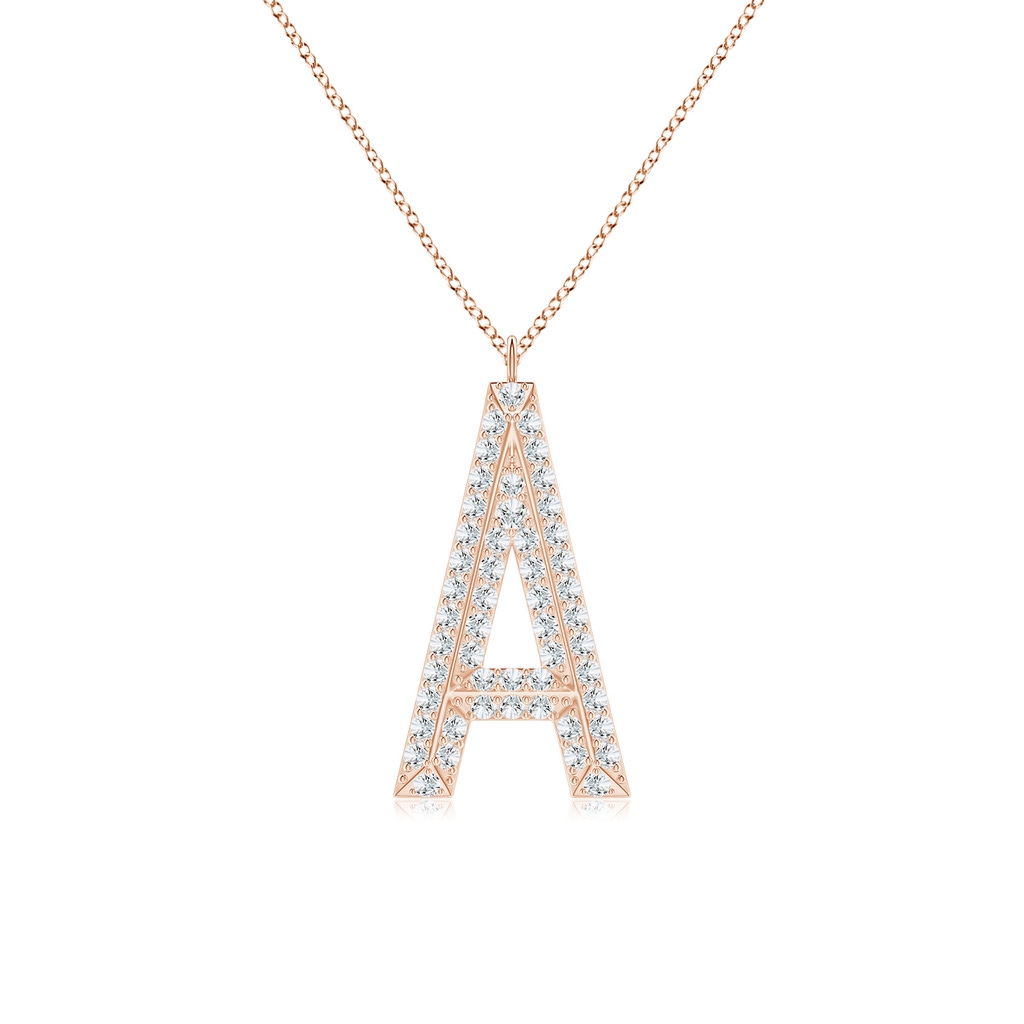1.1mm GVS2 Prong-Set Diamond Capital "A" Knife-Edge Initial Pendant in Rose Gold