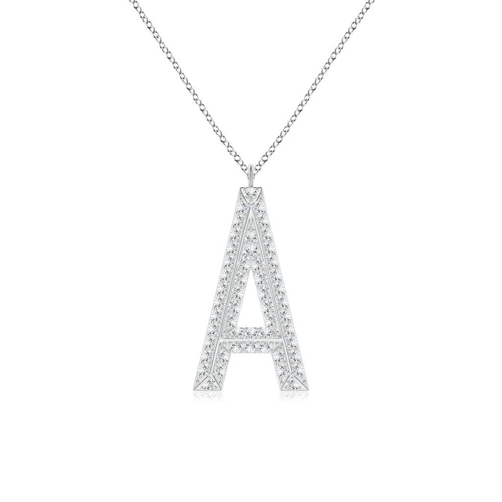 1.1mm GVS2 Prong-Set Diamond Capital "A" Knife-Edge Initial Pendant in White Gold