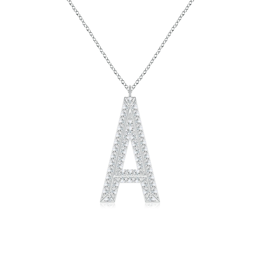 1.1mm GVS2 Prong-Set Diamond Capital "A" Knife-Edge Initial Pendant in White Gold