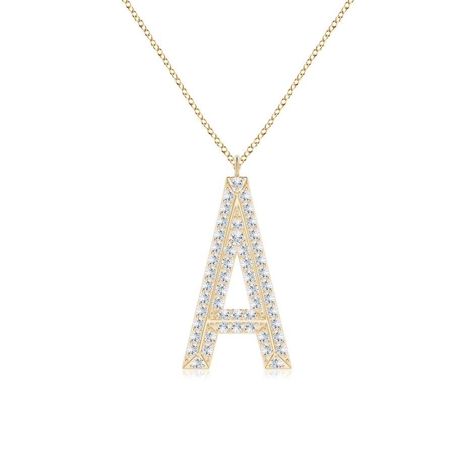 1.1mm GVS2 Prong-Set Diamond Capital "A" Knife-Edge Initial Pendant in Yellow Gold 
