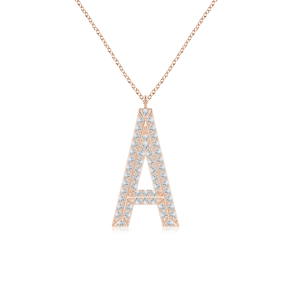 1.1mm HSI2 Prong-Set Diamond Capital "A" Knife-Edge Initial Pendant in Rose Gold