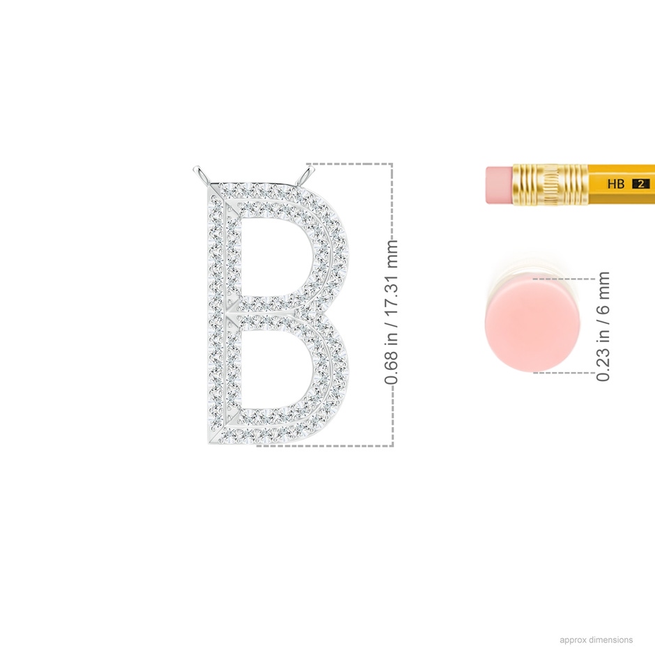 1.1mm GVS2 Prong-Set Diamond Capital "B" Knife-Edge Initial Pendant in P950 Platinum ruler