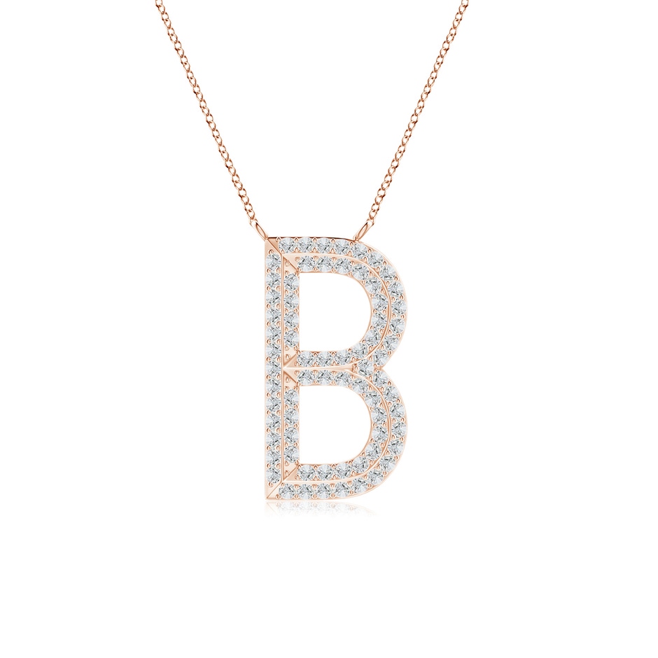 1.1mm HSI2 Prong-Set Diamond Capital "B" Knife-Edge Initial Pendant in Rose Gold 