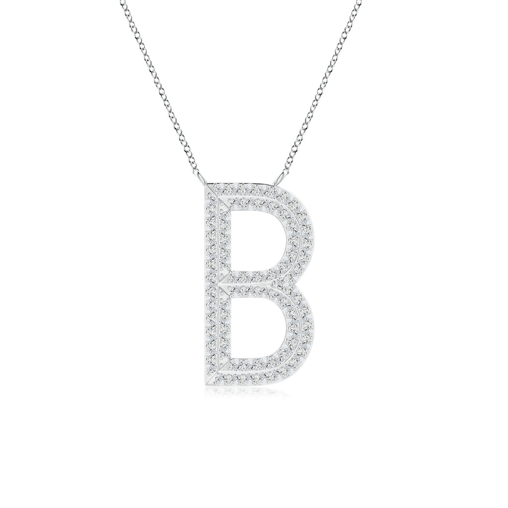 1.1mm HSI2 Prong-Set Diamond Capital "B" Knife-Edge Initial Pendant in White Gold