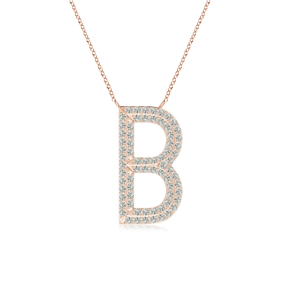 1.1mm KI3 Prong-Set Diamond Capital "B" Knife-Edge Initial Pendant in Rose Gold 