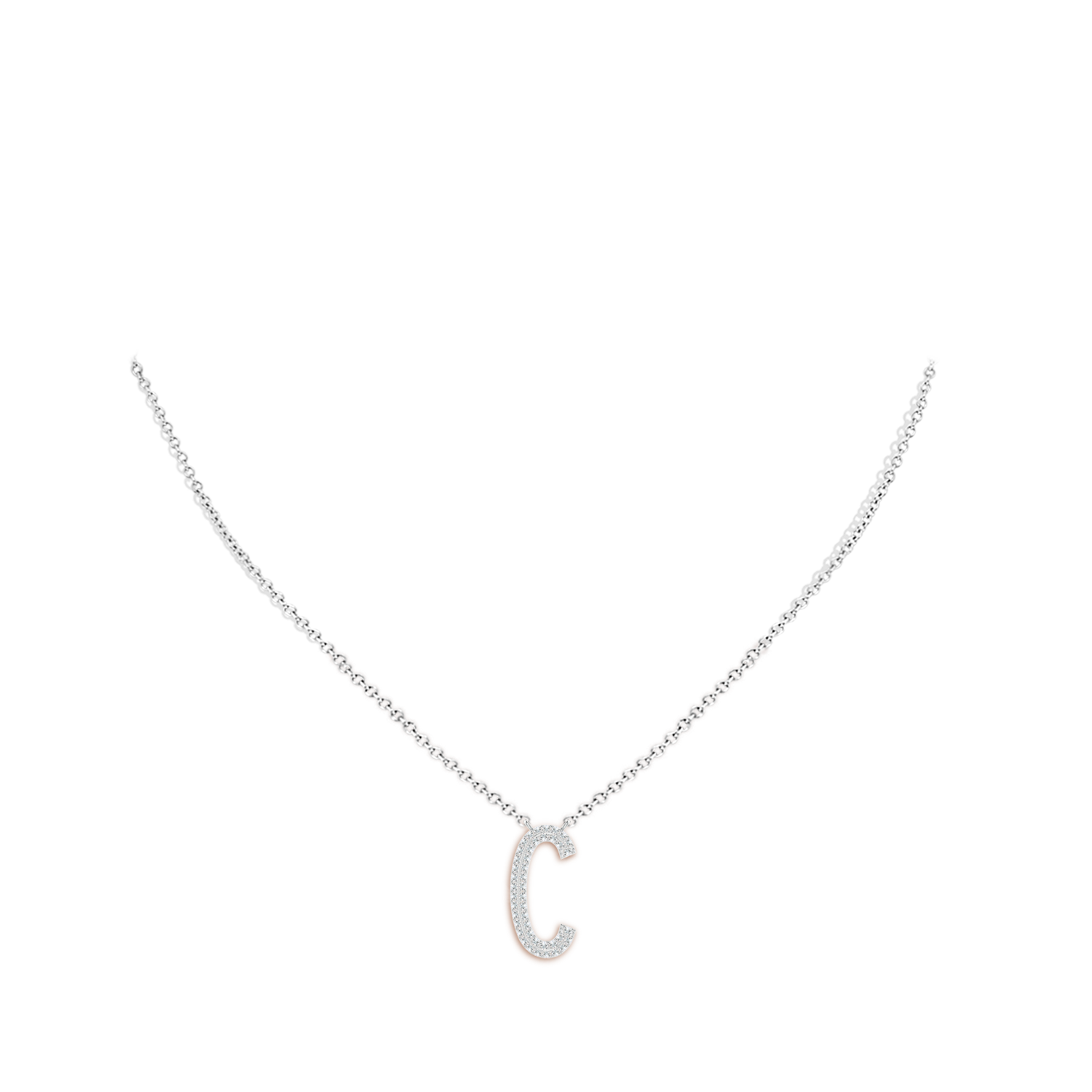 1.05mm GVS2 Prong-Set Diamond Capital "C" Knife-Edge Initial Pendant in P950 Platinum - body_neck