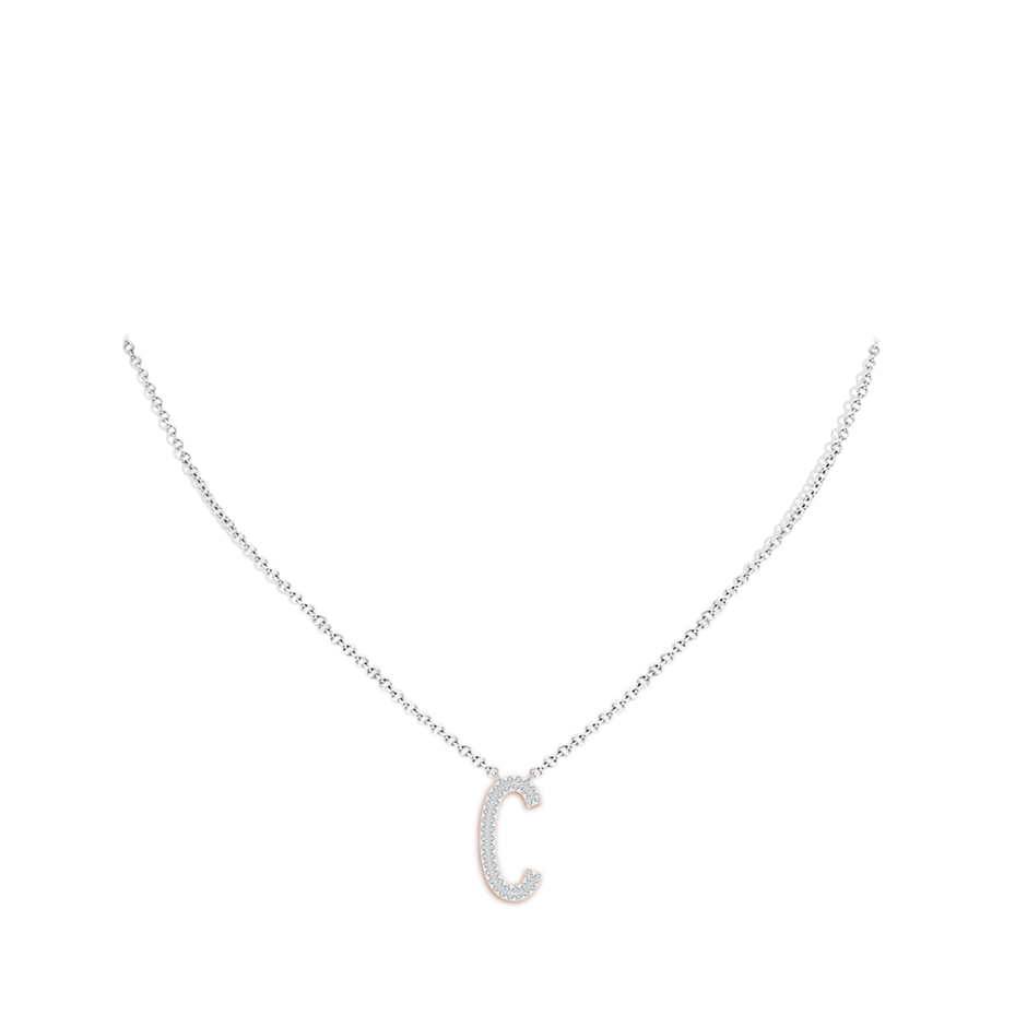 1.05mm GVS2 Prong-Set Diamond Capital "C" Knife-Edge Initial Pendant in P950 Platinum body-neck