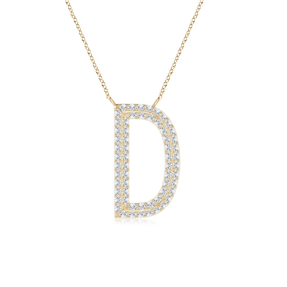1.05mm GVS2 Prong-Set Diamond Capital "D" Knife-Edge Initial Pendant in Yellow Gold 