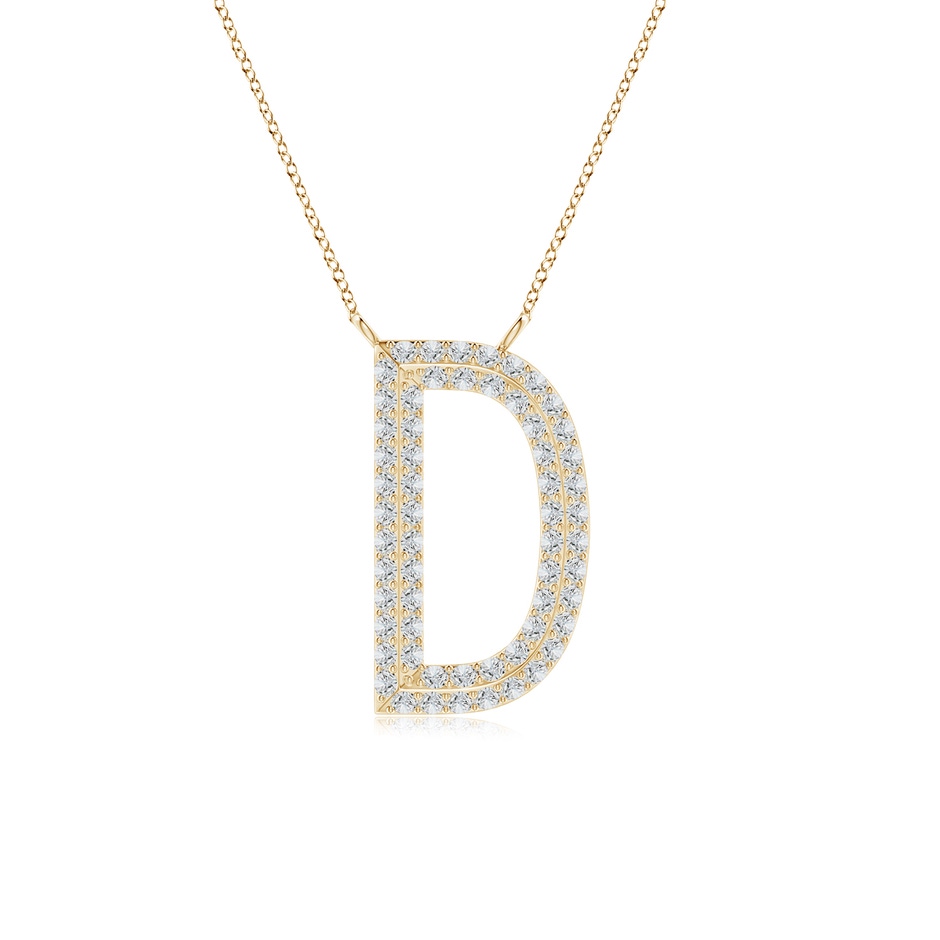 1.05mm HSI2 Prong-Set Diamond Capital "D" Knife-Edge Initial Pendant in Yellow Gold 