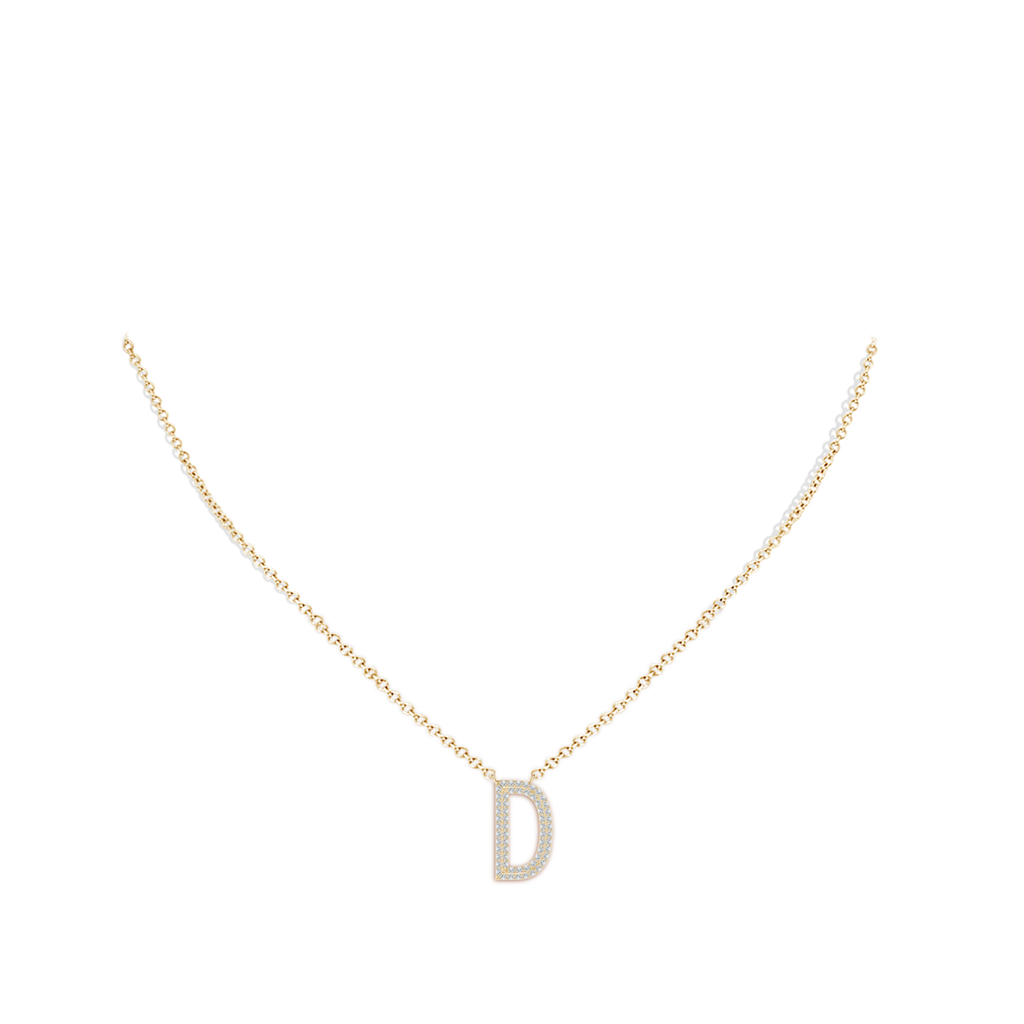 1.05mm HSI2 Prong-Set Diamond Capital "D" Knife-Edge Initial Pendant in Yellow Gold Body-Neck
